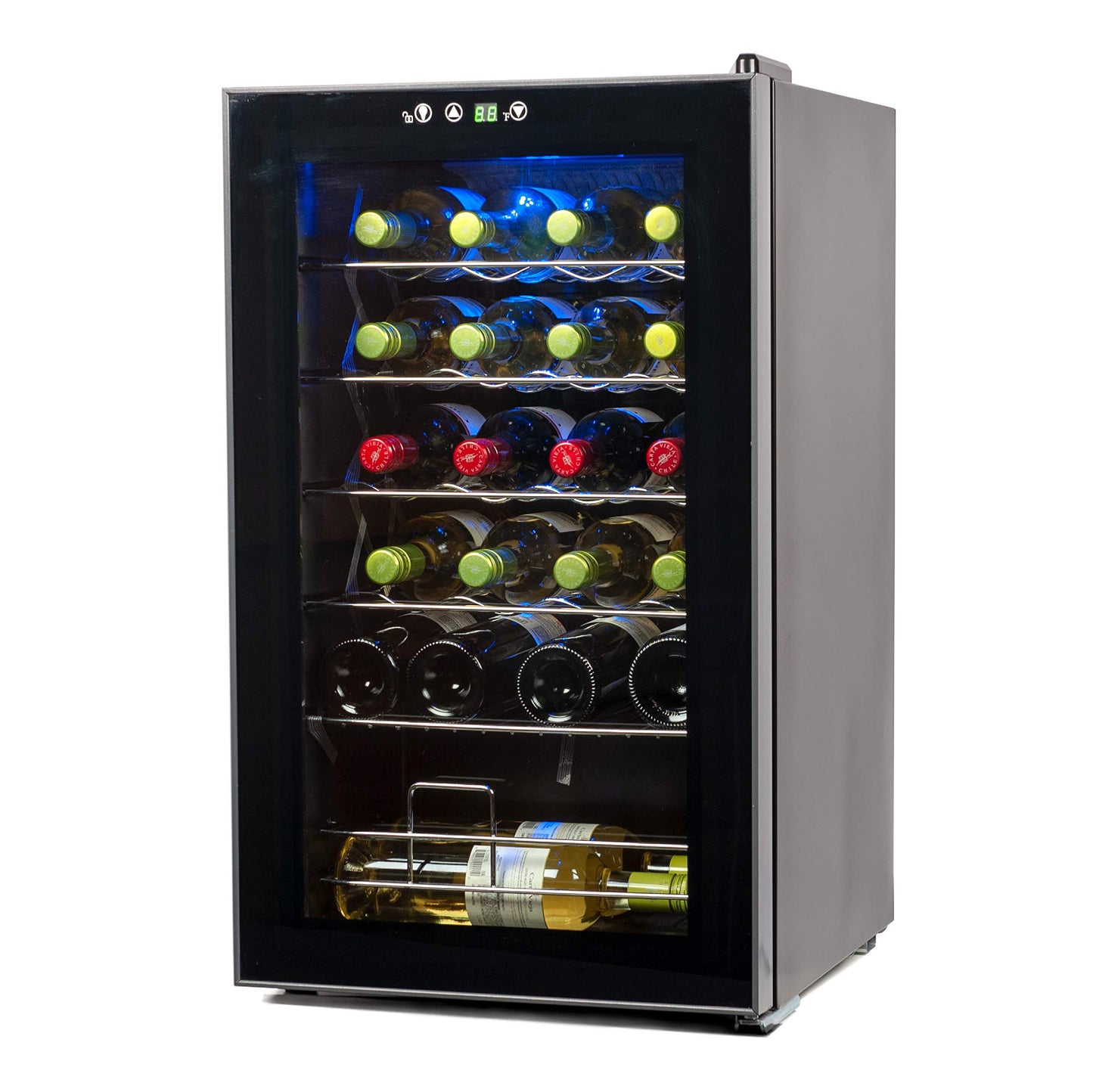 BLACK+DECKER 24 Bottle Wine Fridge with LED Display, Compressor Cooling Wine Cooler Refrigerator with Interior Light, Temperature Controlled Wine Bottle Chiller with Fridge Wine Rack