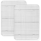 TeamFar Mini Cooling Rack Set of 2, Stainless Steel 8.75’’ x 6.25’’ Toaster Oven Grid Rack for Baking Roasting Broiling Grilling, Bakeable Rack for Cookies, Non-Toxic & Heavy Duty, Dishwasher Safe