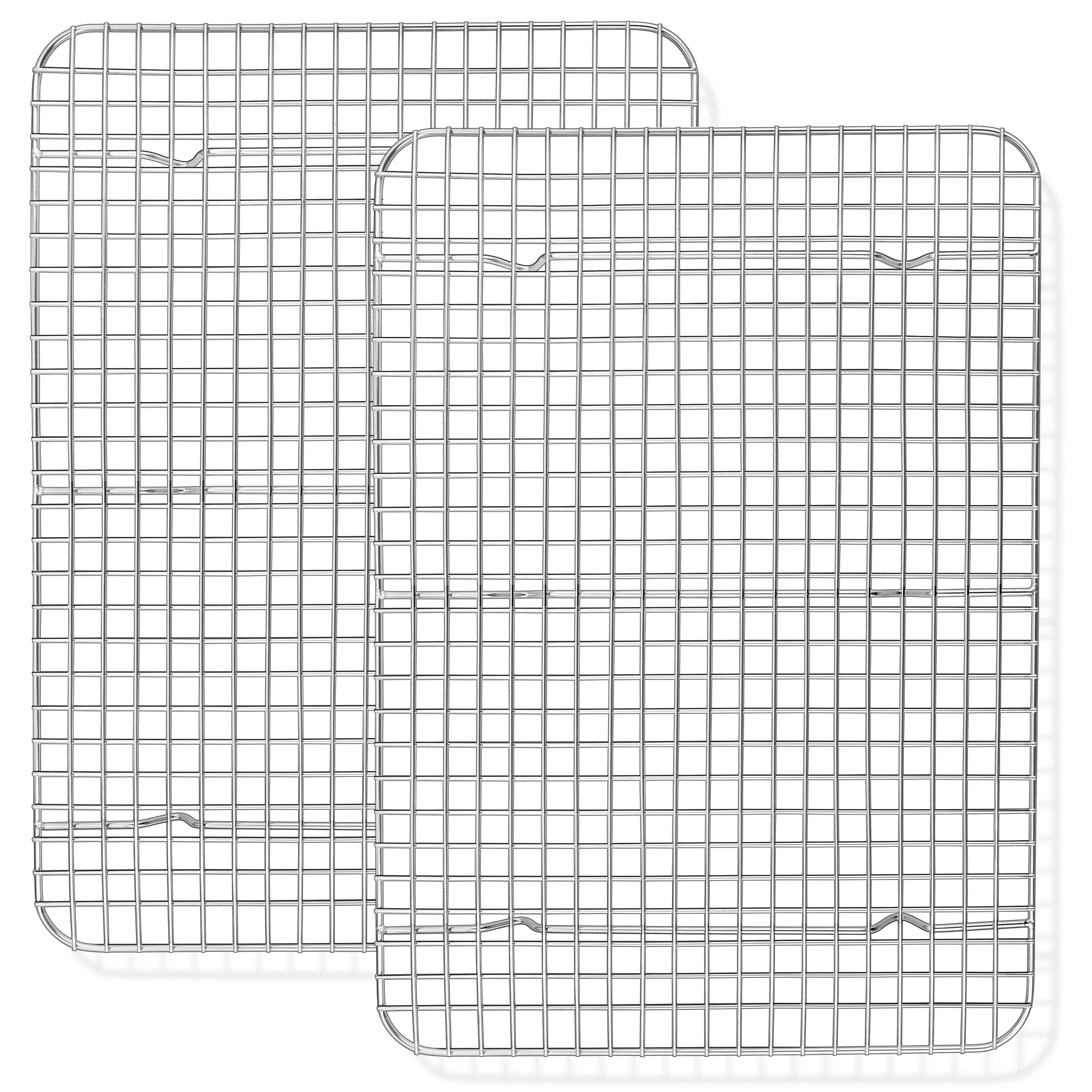 TeamFar Mini Cooling Rack Set of 2, Stainless Steel 8.75’’ x 6.25’’ Toaster Oven Grid Rack for Baking Roasting Broiling Grilling, Bakeable Rack for Cookies, Non-Toxic & Heavy Duty, Dishwasher Safe