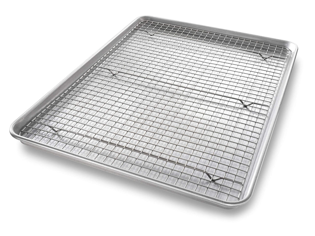USA Pan Bakeware Half Sheet Baking Pan and Bakeable Nonstick and Cooling Rack Set, Metal