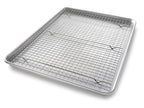 USA Pan Bakeware Half Sheet Baking Pan and Bakeable Nonstick and Cooling Rack Set, Metal