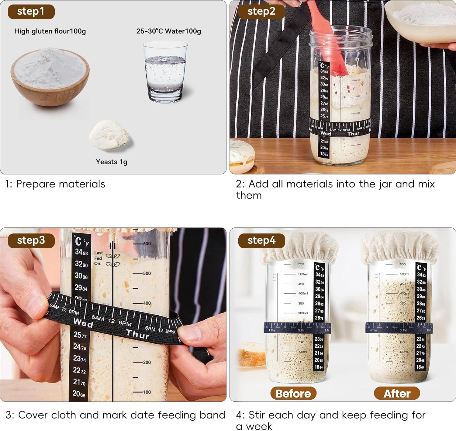Sourdough Starter Kit - Banneton Proofing Basket 9 Inch Round & 10 Oval, 26 PCS Baking Supplies With Starter Jar, Bread Sling, Lame, Danish Dough Whisk, Bags