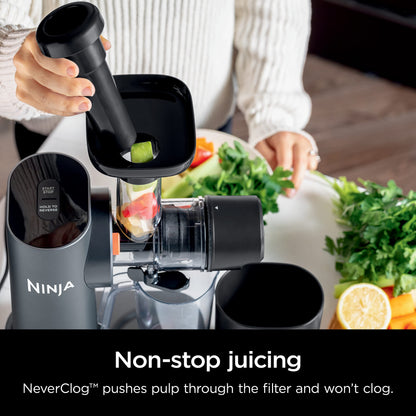 Ninja JC151 NeverClog Cold Press Juicer, Powerful Slow Juicer with Total Pulp Control, Countertop, Electric, 2 Pulp Functions, Dishwasher Safe, 2nd Generation, Charcoal