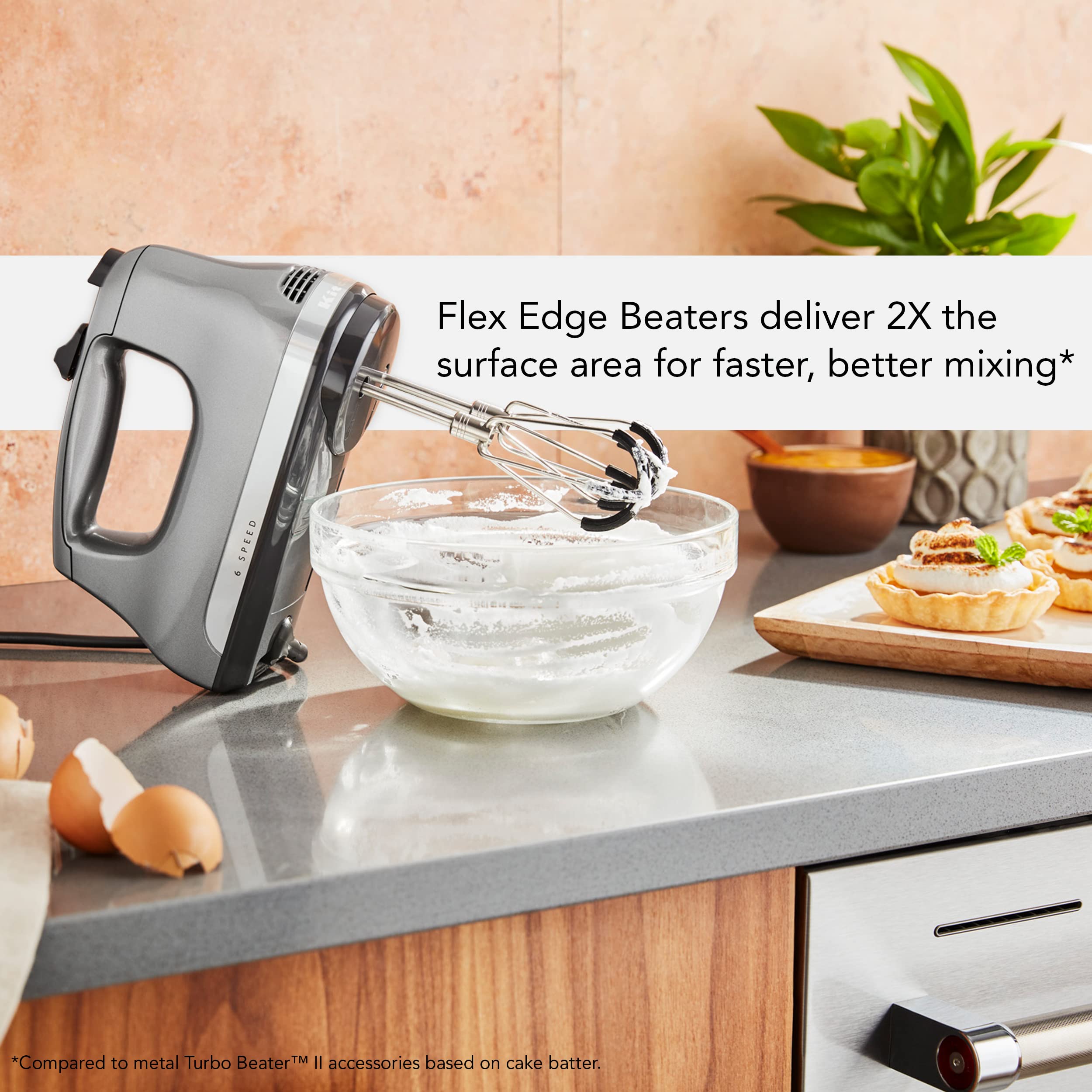 Mikser ręczny KitchenAid 6 prędkości z mieszadłami Flex Edge - KHM6118