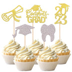 24 PCS 2025 Graduation Cupcake Toppers Glitter Diploma Congrats Grad Cap Cupcake Picks Class of 2025 Cake Decorations for 2025 Graduation Theme Party Supplies Pink