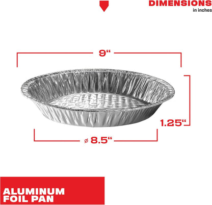 NoCry Premium Disposable Pie Pans (50 Pack) — 9 Inch Foil Aluminum Tins with Full Curl Lip for Baking Delicious Tarts or Crispy Pastry Crusts — Lightweight Yet Sturdy — Even Heat Distribution