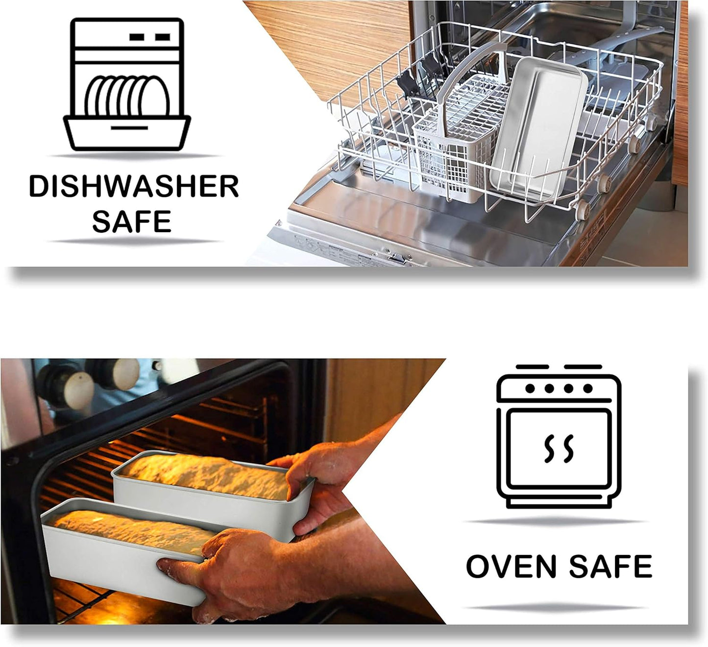 TeamFar Loaf Pans for Baking Bread, 9 × 5 Inch Stainless Steel Loaf Bread Pans Tins for Homemade Brownies, Healthy & Sturdy, Oven & Dishwasher Safe - Set of 2