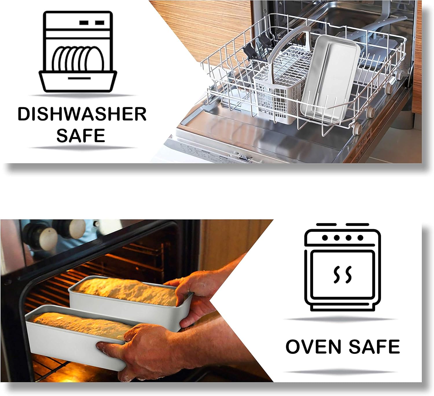 TeamFar Loaf Pans for Baking Bread, 9 × 5 Inch Stainless Steel Loaf Bread Pans Tins for Homemade Brownies, Healthy & Sturdy, Oven & Dishwasher Safe - Set of 2