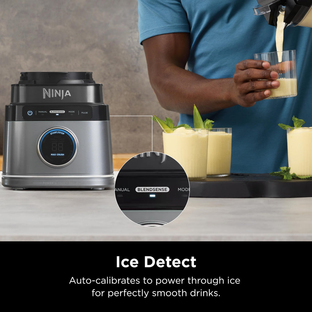 Блендер Ninja TB201 Detect Power Blender Pro, технологія BlendSense, для смузі, коктейлів тощо, пікова потужність 1800 Вт, глечик об'ємом 72 унції, блендер, чорний