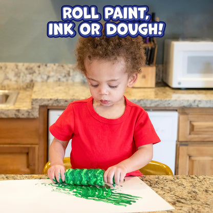 READY 2 LEARN Paint and Dough Texture Rollers | Set of 4 | Patterned Rolling Pins for Kids | Play Dough Accessories and Art Tools
