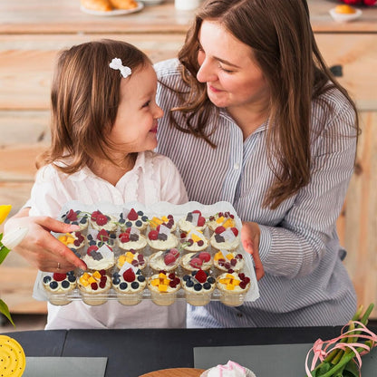 24 Count x 10 Sets Plastic Cupcake Containers, Durable and BPA-Free Cupcake Holder with Lid for Easy Transport Storage, Stackable Clear Cupcake Carriers, Reusable Dessert Boxes