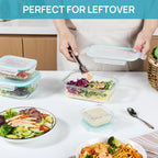 Vtopmart 8 Pack Szklane pojemniki do przechowywania żywności z hermetycznymi pokrywkami, Szklane pojemniki do przygotowywania posiłków, Bento Boxy na lunch, do kuchenki mikrofalowej, piekarnika, zamrażarki i zmywarki, bez BPA