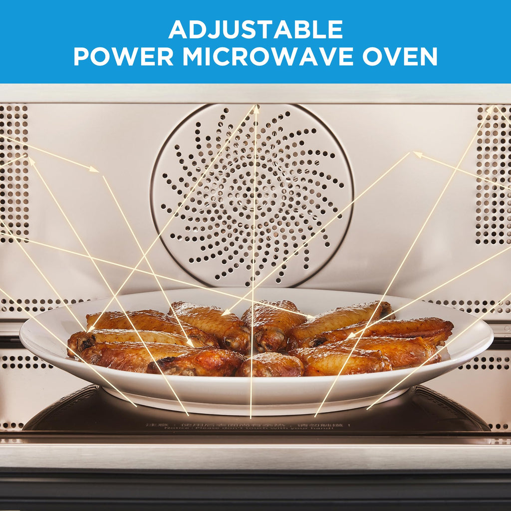 Midea 4 w 1 wielofunkcyjny piekarnik mikrofalowy parowy, frytkownica na gorące powietrze, parowar i kuchenka mikrofalowa, 32 funkcje automatyczne, regulowana moc i temperatura, kolorowy ekran dotykowy, 0,9CU.FT./23L