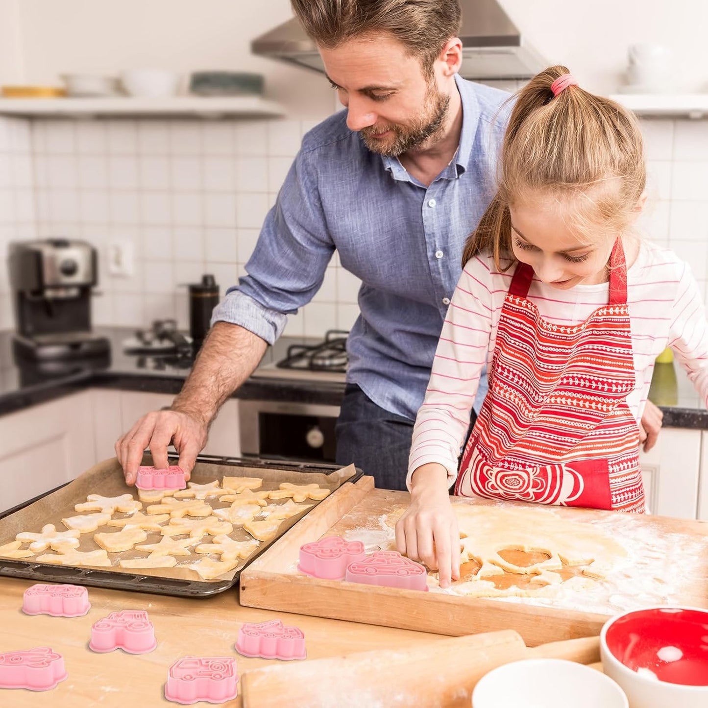 16 PCS Transportation Vehicle Cookie Cutters with Plunger Stamper, Car Cookie Mould Set, Transportation Theme Set Embossing Dies, Construction Vehicles Cookie Cutters Set for Fondant Cookies