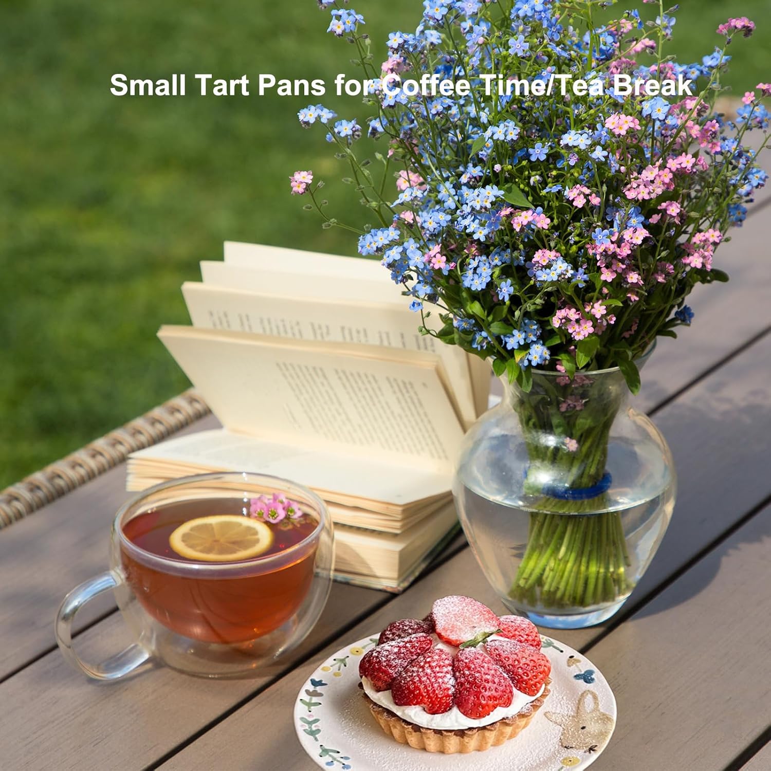 11 & 9 Inch Round Tart Pans with 2Pcs 4'' Mini Pans. Removable Bottom, Non-Stick Coating, Rugged Carbon Steel for Tart Quiche Pie Making. Gift for Christmas Thanksgiving Party Festival Family