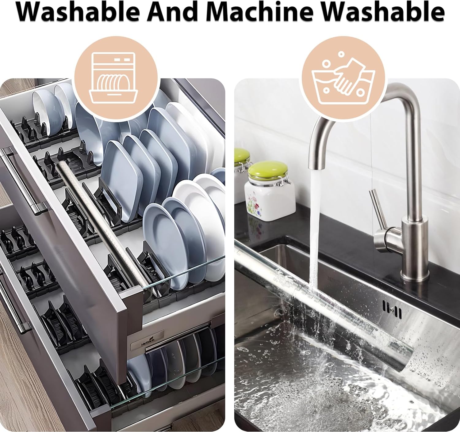 Adjustable Rolling Pin with Thickness Rings for Baking -Non Stick Stainless Steel Dough Roller Pin with Bands for Cookie,Wood,Wooden and Bread (Grey, 15.8 '')