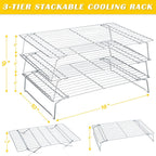 10 * 16 Inch Cooling Racks, 3 Stackable Tall Baking Racks, Stainless Steel Wire Rack for Baking Sheet, Cooling Racks for Cooking and Baking, Oven and Dishwasher Safe