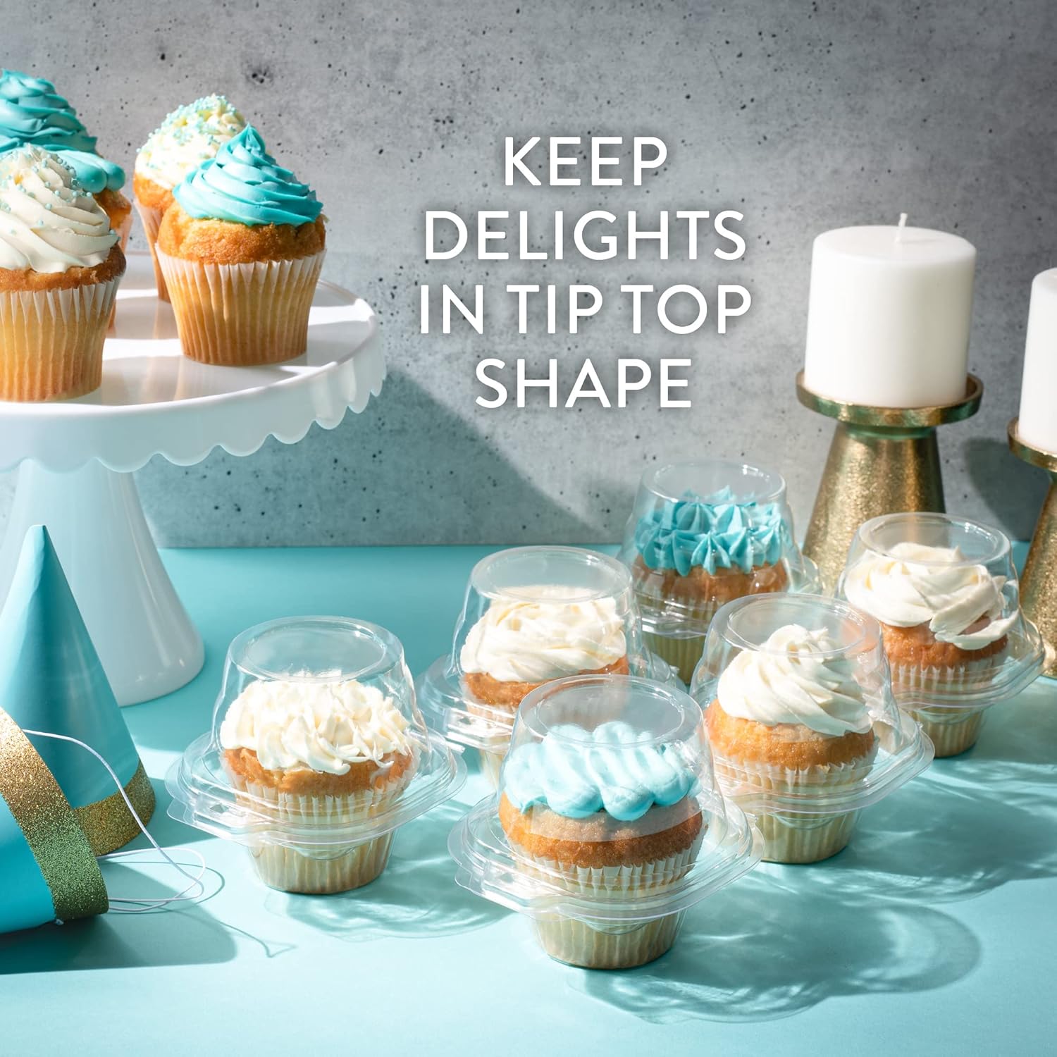 Individual Cupcake Containers (100 Pack) | Clear Plastic Disposable Cupcake Boxes/Holders | Single Cupcake Holder with Dome Lid Bulk | BPA-Free Plastic Cupcake Muffin Container Carrier Boxes to Go