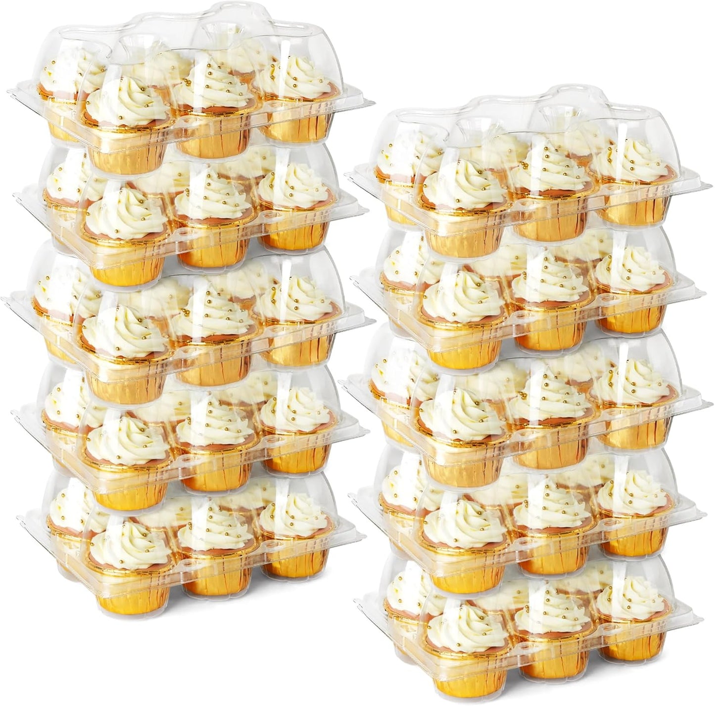 LotFancy Cupcake Containers 6 Count, 40 Sets, Half Dozen Clear Cupcake Boxes, Plastic Muffin Holders with Detachable Tall Dome Lid, Disposable Cupcake Carriers, BPA Free, Standard Size