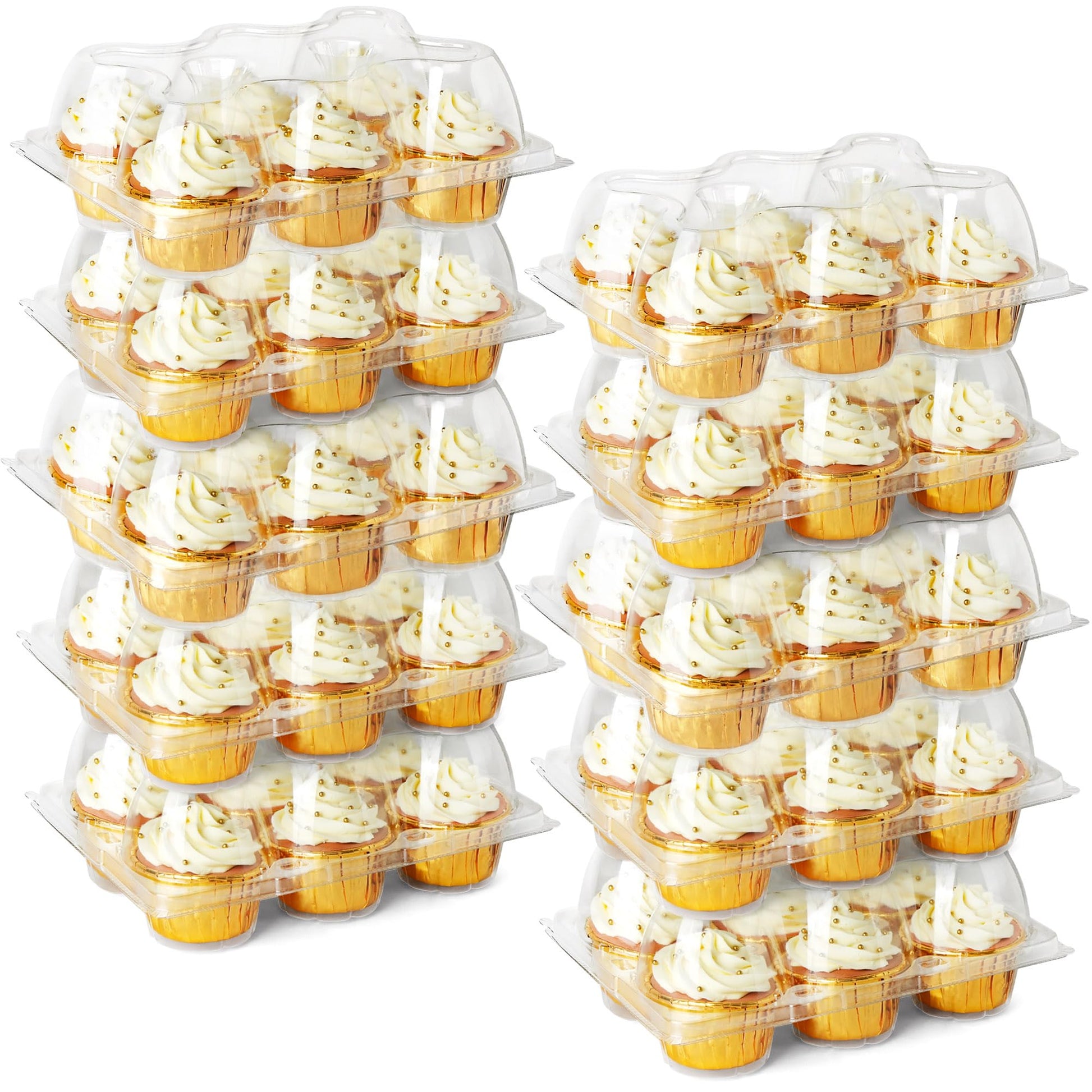 LotFancy Cupcake Containers 6 Count, 40 Sets, Half Dozen Clear Cupcake Boxes, Plastic Muffin Holders with Detachable Tall Dome Lid, Disposable Cupcake Carriers, BPA Free, Standard Size