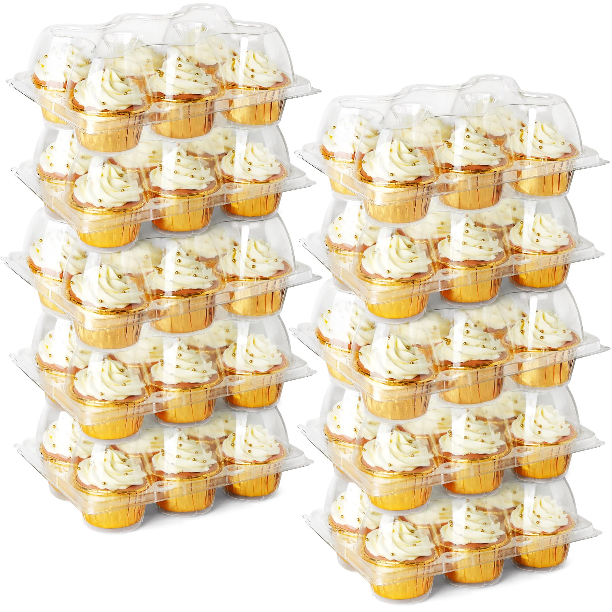LotFancy Cupcake Containers 6 Count, 40 Sets, Half Dozen Clear Cupcake Boxes, Plastic Muffin Holders with Detachable Tall Dome Lid, Disposable Cupcake Carriers, BPA Free, Standard Size