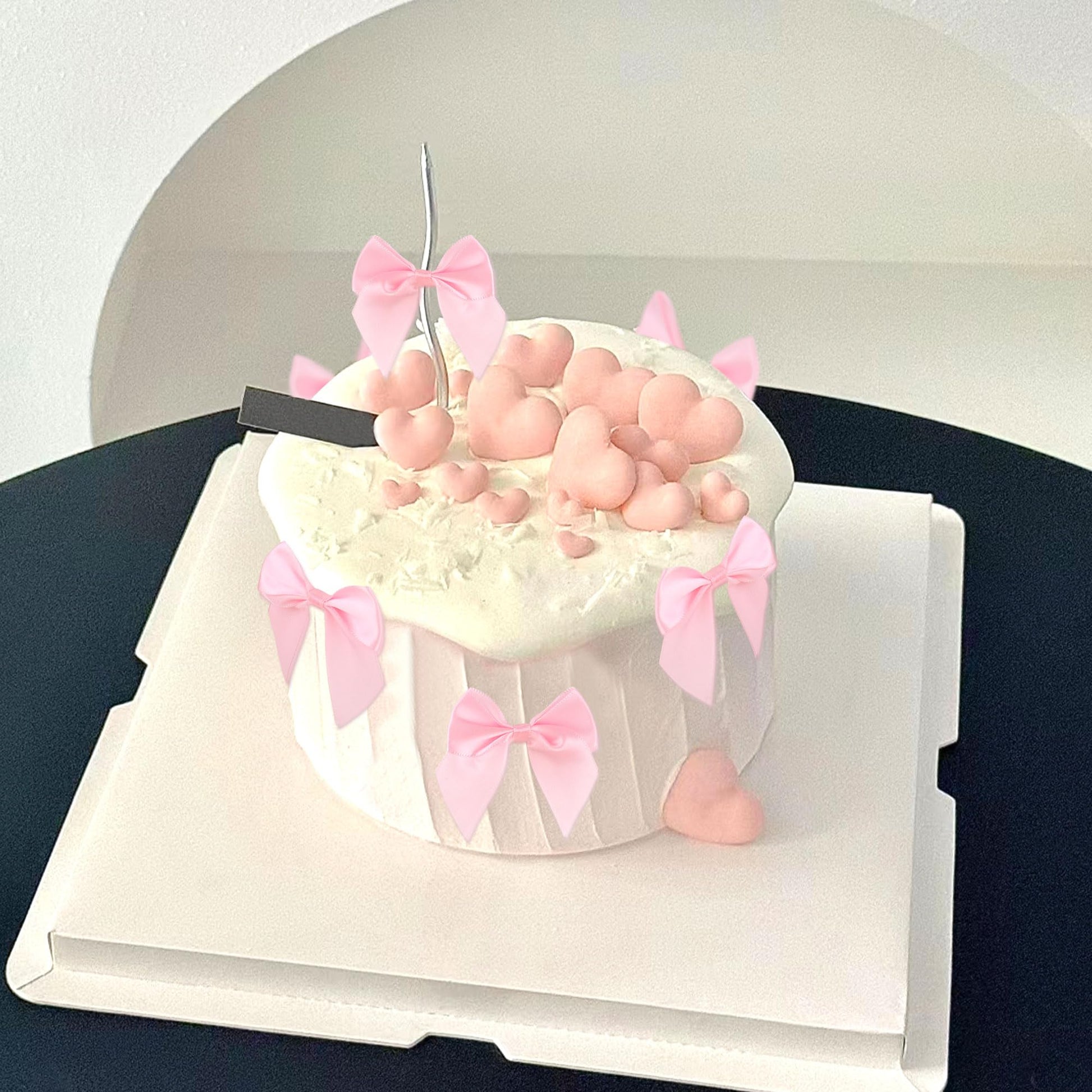 20 Pack Bow Cupcake Toppers Birthday Bowknot Ribbons Coquette Pink Bow High Footed Cup Balloon Wall Party Decorations Bridal Cake Dessert Picks Baby Girl Boy Wedding Party Supplies pink1