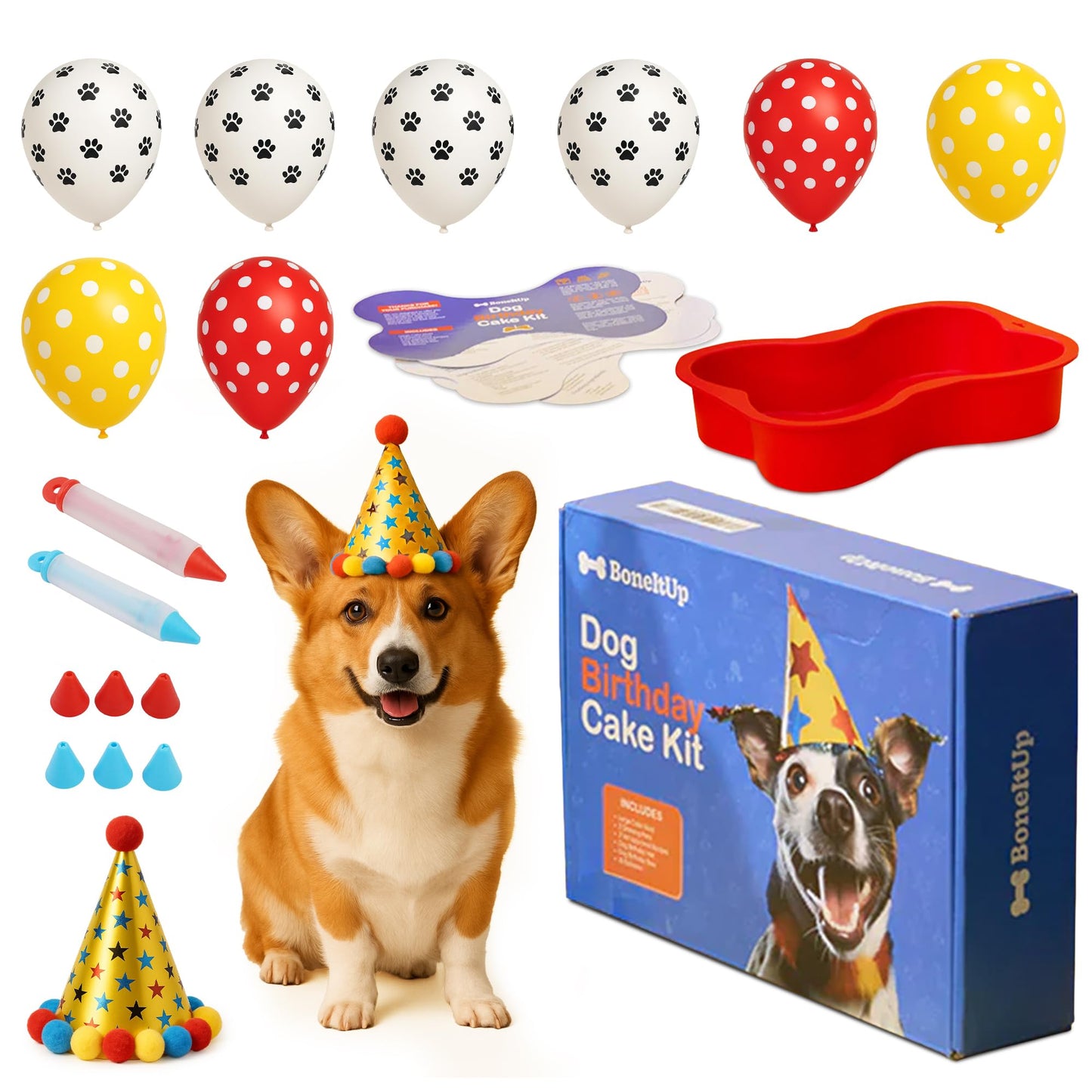 Homemade Dog Treats Set Silicone Molds Cookie Cutters with Healthy Vet Approved Recipes, Puppy Treats with Paws & Bones Food Grade Silicone Trays and for Candy and Dog Ice Cubs