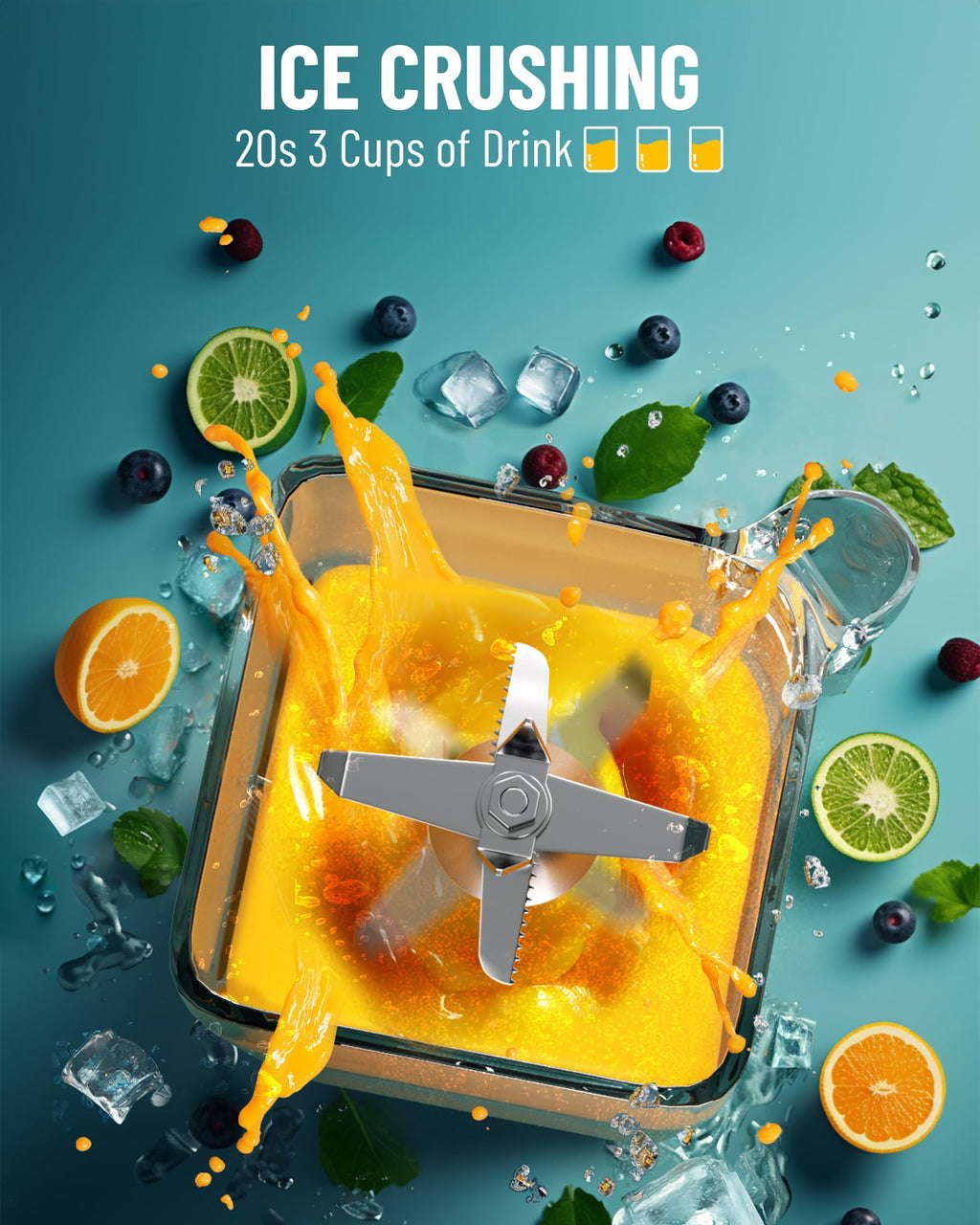 Blender klasy profesjonalnej Wantjoin - dźwiękoszczelny i cichy blender komercyjny, zdejmowana osłona, moc 2000 W, pojemność 67 uncji - idealny do kuchni, do owoców, koktajli, smoothie i mrożonych napojów (czarny)
