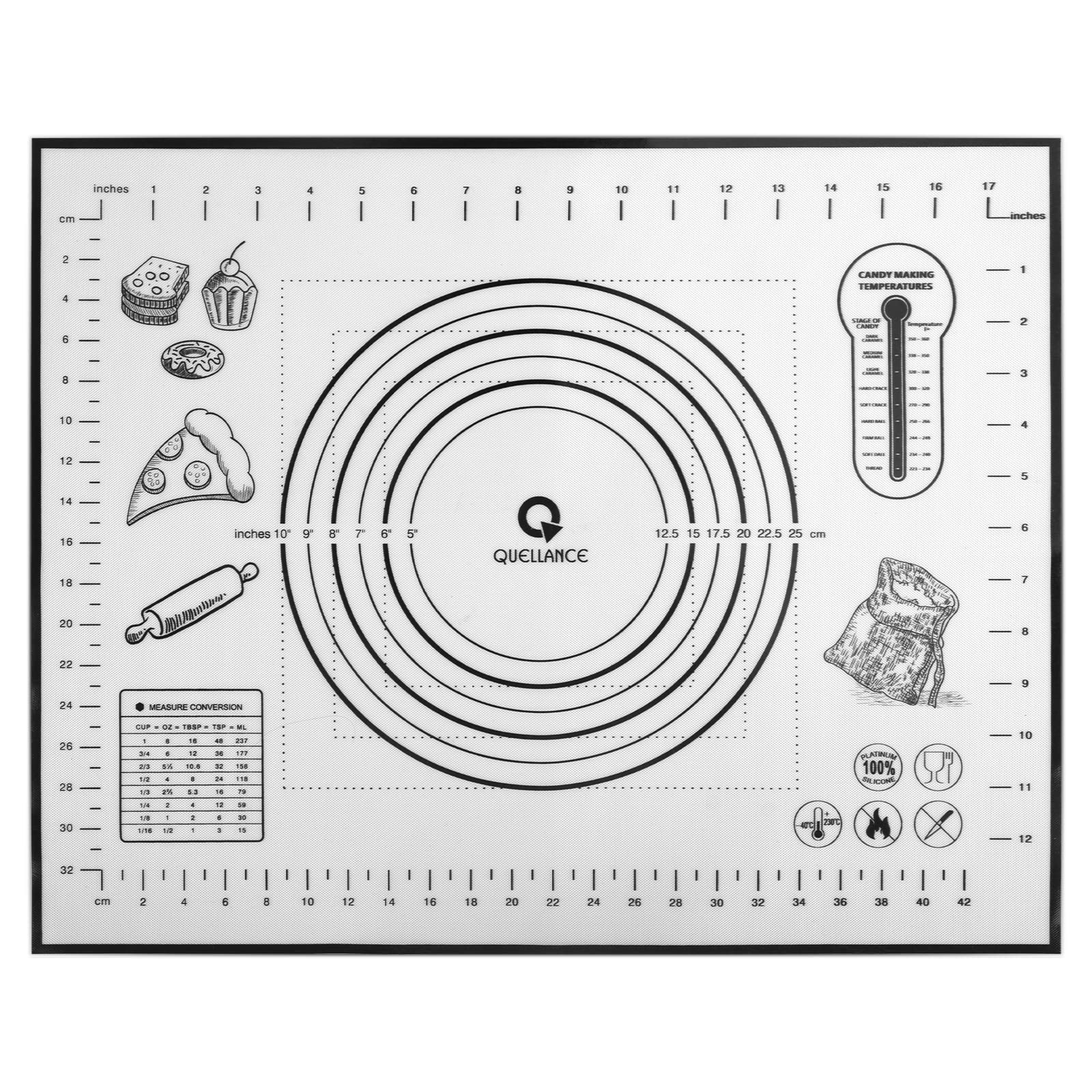 Silicone Pastry Baking Mat Dough - 16x24Inch Large Non Stick Slip Cookie Bread Rolling Mats Sheet, Kitchen Counter Kneading Cooking Board Pad Matt with Measurement for Pie Pizza Cookies Fondant Making