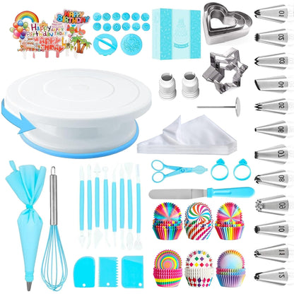 Adocfan 129PCS Piping Set Cake Decorating Tools, Baking Pastry Tools with 48 Numbered Icing Tips & Pastry bag & Flower Lifter & Nail, Cookie Cake decorating tips supplies kit & baking tools (129 PCS)