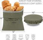 Beautiful Linen Bread Bag Set and Proofing Cover For Homemade Sourdough Bread - Keeps Your Loaf Fresh for Days - Reusable and Easy to Clean Storage Bag, The Perfect Baking Accessories