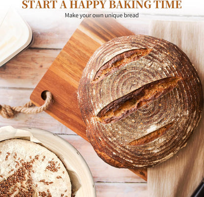 Banneton Bread Proofing Basket Banneton Basket Set Sourdough Proofing Basket Round Proofing Bowls Handmade Rattan Baskets and Liners (Round 9 inch set of 2)