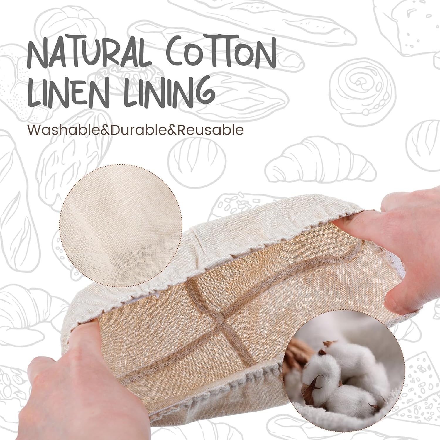 Bread Proofing Baskets Set of 2 8.5 inch Round Dough Proofing Bowls w/Liners Perfect for Home Sourdough Bakers Baking