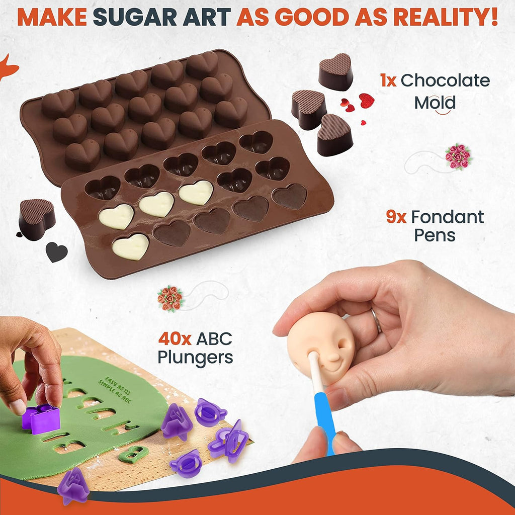 RFAQK 700PCs Cake Decorating Kit with Baking Supplies - Cake Turntable for Decorating with Baking Pans, Leveler, 24 Numbered Piping Tips, 2 Spatulas, Fondant Tools, Video Course, Pattern Chart & More