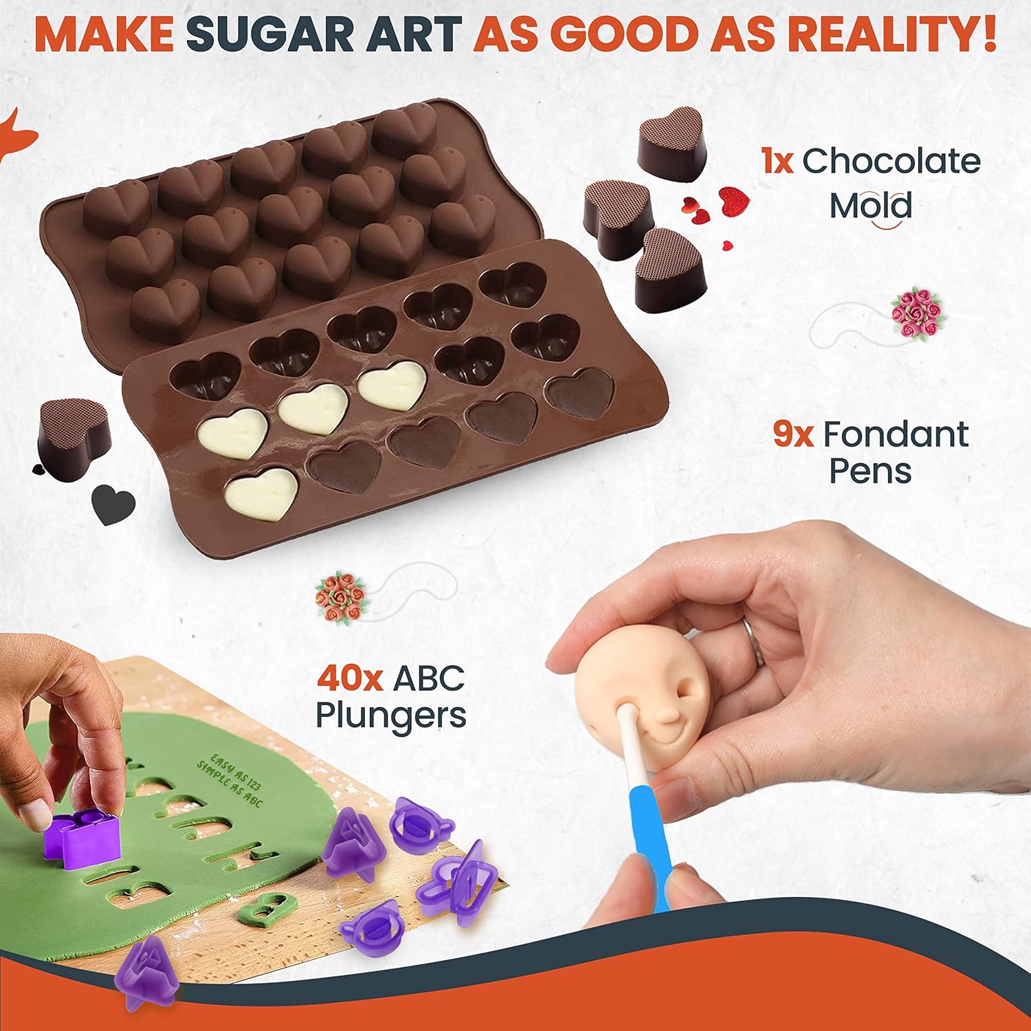 RFAQK 700PCs Cake Decorating Kit with Baking Supplies - Cake Turntable for Decorating with Baking Pans, Leveler, 24 Numbered Piping Tips, 2 Spatulas, Fondant Tools, Video Course, Pattern Chart & More