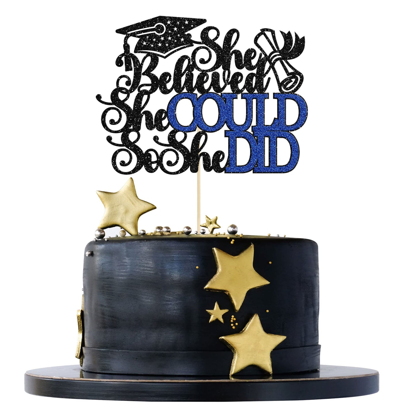 1Pc Congrats Grad 2025 Cake Topper Red Glitter Diploma Graduation Cap Cake Pick Congrats Class of 2025 Cake Decorations for 2025 Graduation Theme High School Boys Girls Graduate Party Supplies