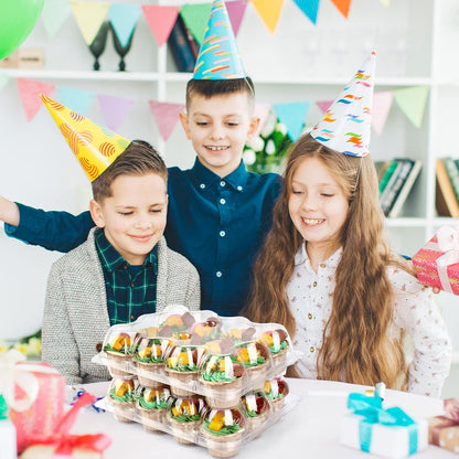 LotFancy Cupcake Containers 12 Count, 12 Sets, Plastic Dozen Cupcake Boxes, Disposable Cupcake Carrier Holder with Detachable Tall Dome Lid, BPA Free, Standard Size