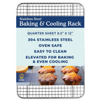 Ultra Cuisine Oven-Safe, Dishwasher-Safe 100% Stainless Steel Cooling and Baking Rack Set Heavy Duty Tight-Wire - 11.5 x 16.5-inch - Set of 2 - Half Sheet Pan Cooling Racks