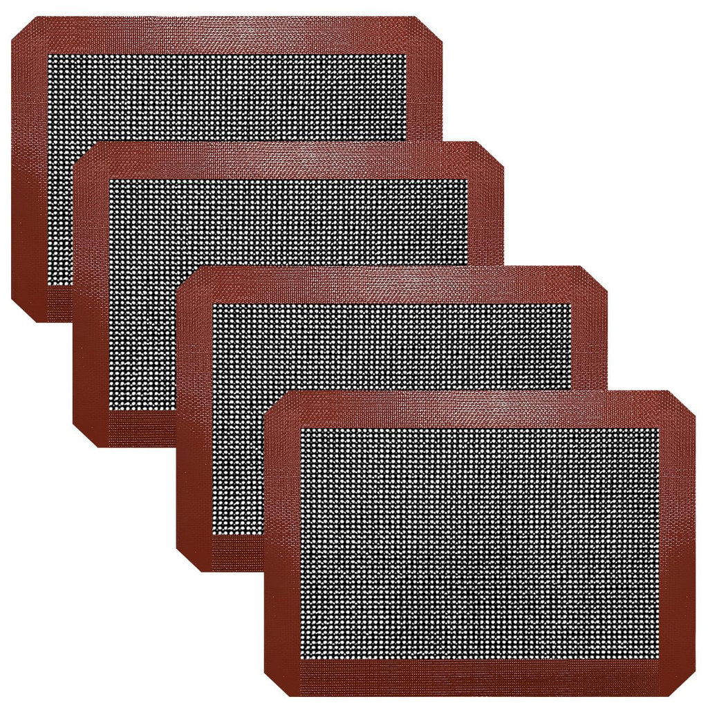 Small Silicone Baking Mats, Set of 4,11-4/5x8-1/4 Inch Quarter Sheet Size, Non Stick, BPA Free, 1/4 Baking Sheet Pan Liner for Cookies, Macaron, Bread, Pastry, Toaster (Grey)