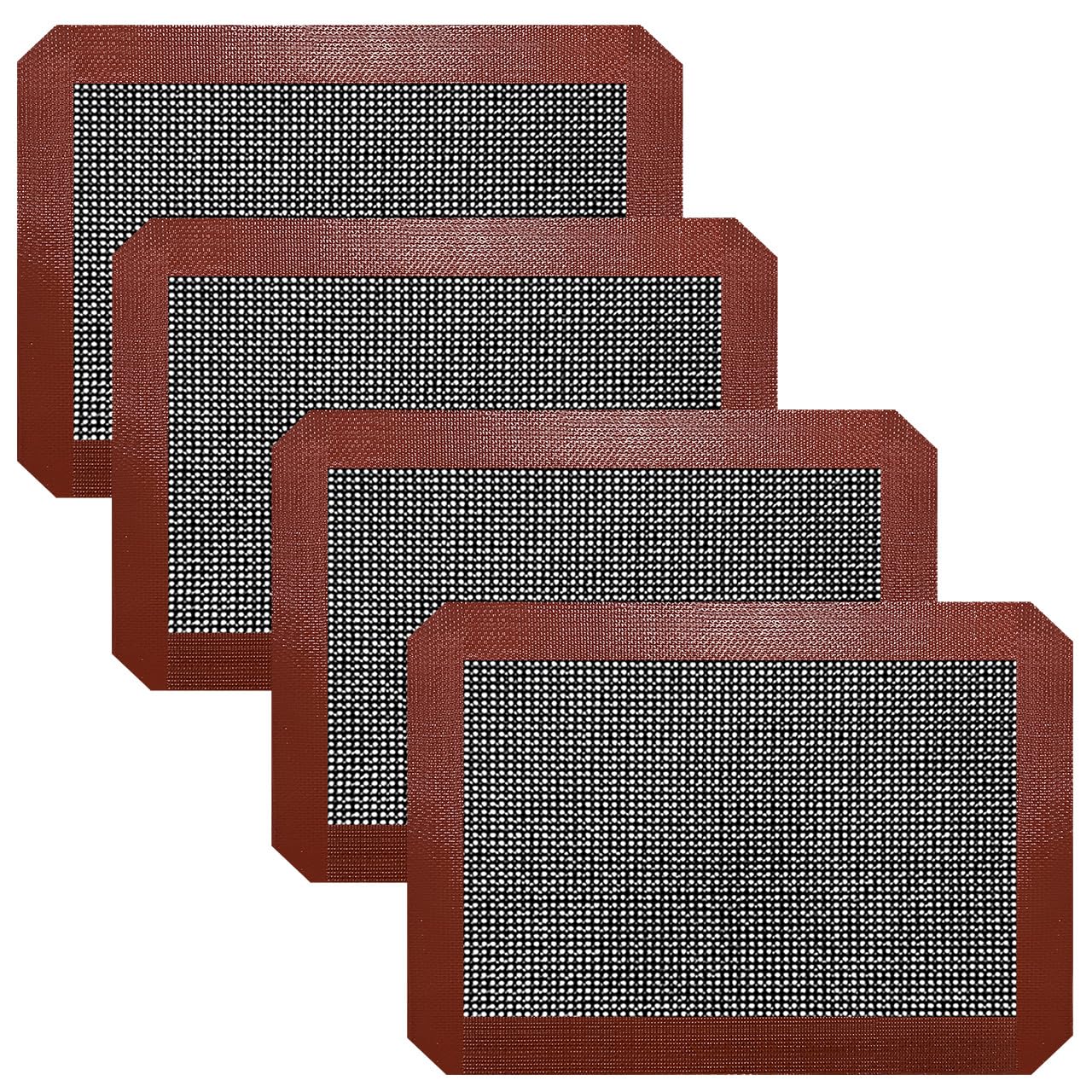 Small Silicone Baking Mats, Set of 4,11-4/5x8-1/4 Inch Quarter Sheet Size, Non Stick, BPA Free, 1/4 Baking Sheet Pan Liner for Cookies, Macaron, Bread, Pastry, Toaster (Grey)