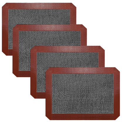 Small Silicone Baking Mats, Set of 4,11-4/5x8-1/4 Inch Quarter Sheet Size, Non Stick, BPA Free, 1/4 Baking Sheet Pan Liner for Cookies, Macaron, Bread, Pastry, Toaster (Grey)