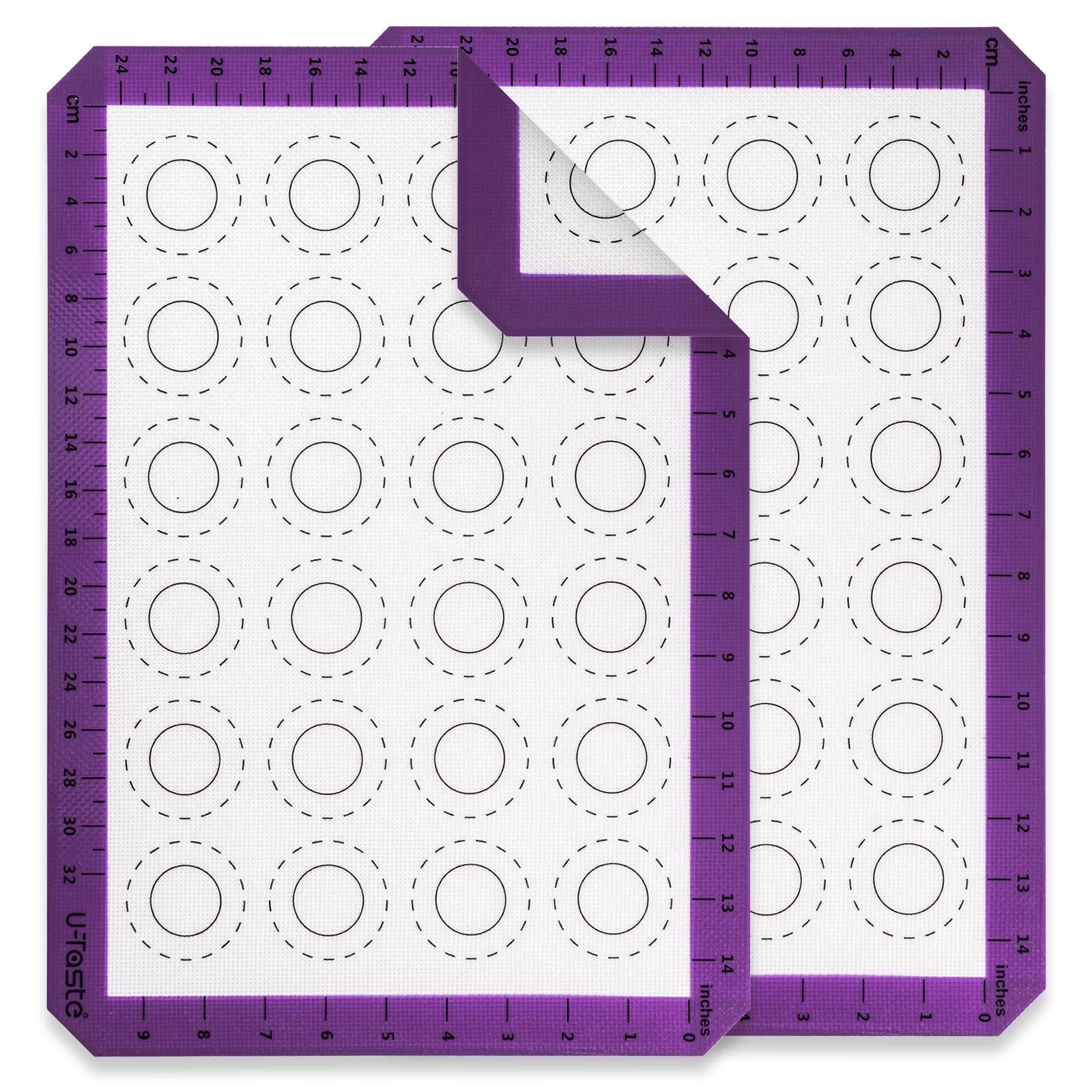 U-Taste 446ºF Heat Resistant Macaron Silicone Baking Mat, Non Stick Reusable Cookies Pastry Sheet Liner with Edge Enhancement Circle Measurement (Half/Jelly Roll/Quarter Sheets Size, Aqua Sky)