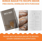 French Bread Kit - Baguette Pan for Baking, Silicone Baking Mat, Dough Cutter and Scraper, Bread Lame Cutter, & Bakers Couche Proofing Cloth - Nonstick Bread Pans for Homemade Bread Gift Set