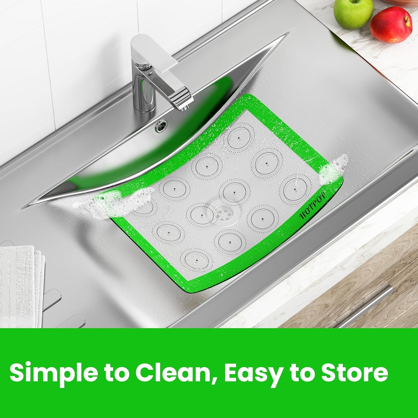 Set of 4 Reusable Macaron Cookie Sheet Baking Mats 0.75mm by HOTPOP (2 Half Sheets and 2 Quarter Sheets), Non Stick Baking Mats for Cookie Sheet