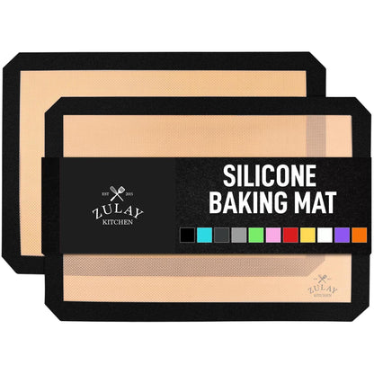 Zulay Kitchen 16.5"x11.6" 2-Pack Silicone Baking Mat - Reusable Nonstick Baking Sheet - Dark Gray