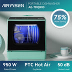 AIRMSEN Portable Countertop Dishwashers, 5 Washing Programs Mini Dishwashers with 5 L Built-in Water Tank and Double-layered Glass Door, No Hookup Needed for Home, Apartments & RVs