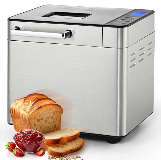 EUHOMY Bread Maker Machine 13 Program 2LB Bread Maker, Bread Machine with 3 Loaf Sizes and 3 Crust Colors, Breadmaker with Fruit & Nut Dispenser,Ideal for Family Gifts, Dough Maker