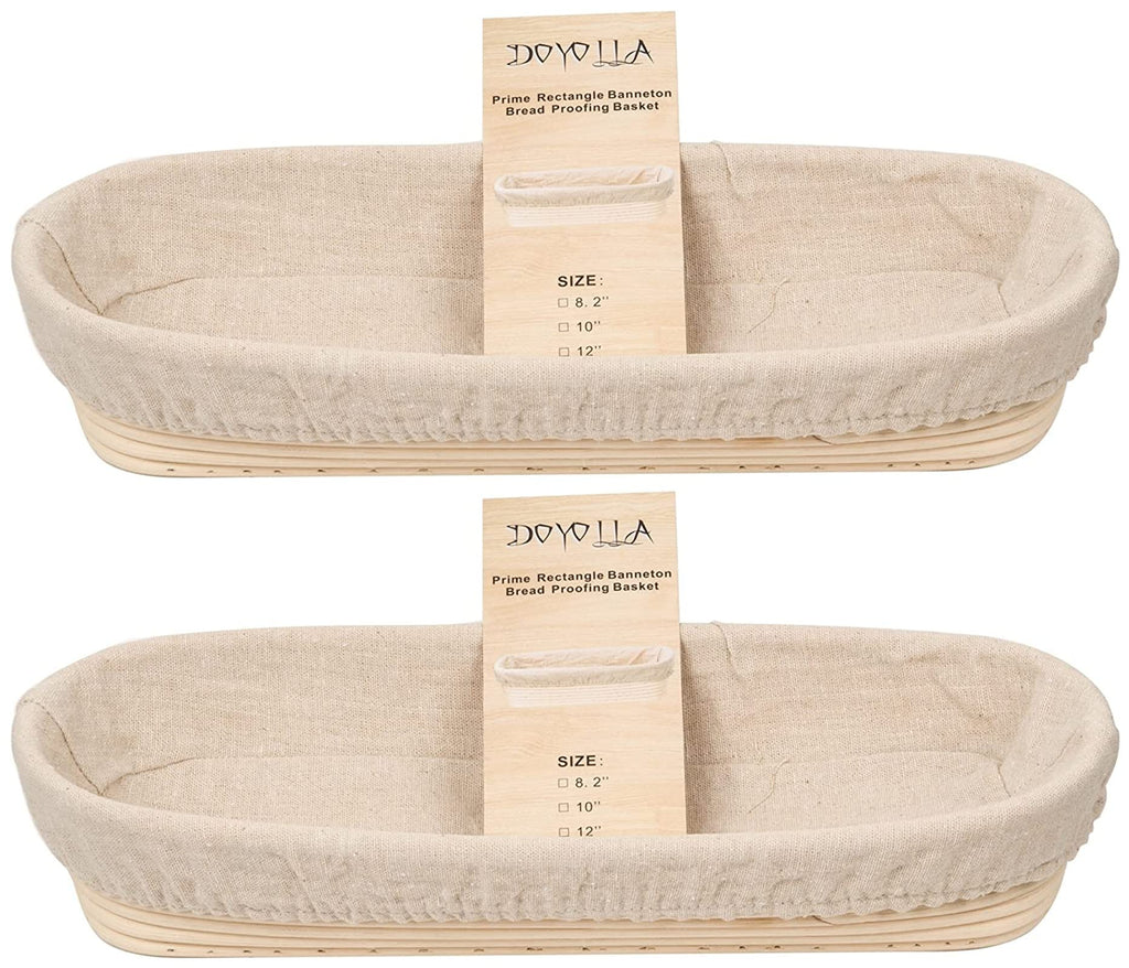 Bread Proofing Baskets Set of 2 10 inch Oval Shaped Dough Proofing Bowls w/Liners Perfect for Professional & Home Sourdough Bread Baking