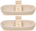 Bread Proofing Baskets Set of 2 10 inch Oval Shaped Dough Proofing Bowls w/Liners Perfect for Professional & Home Sourdough Bread Baking