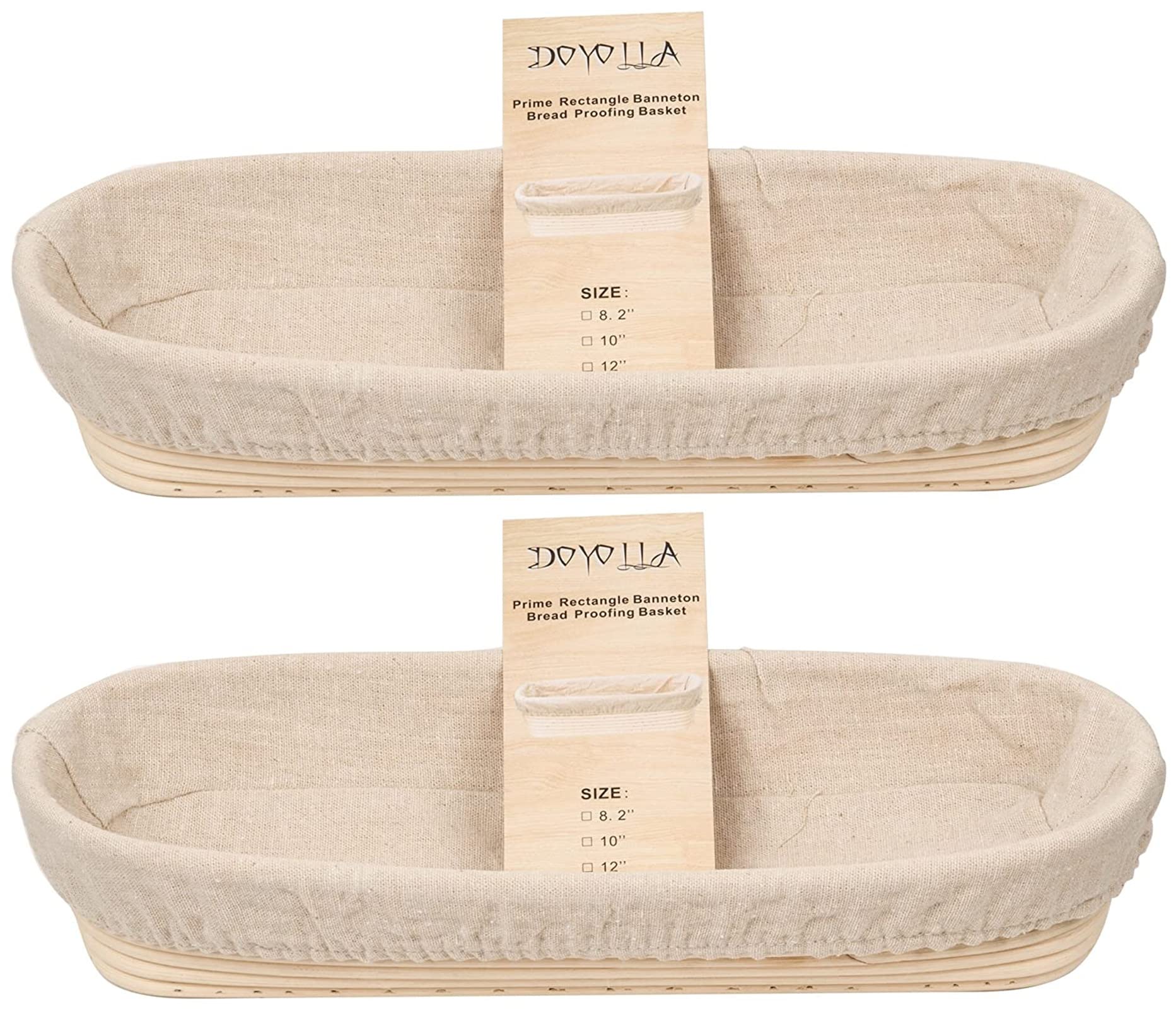 Bread Proofing Baskets Set of 2 10 inch Oval Shaped Dough Proofing Bowls w/Liners Perfect for Professional & Home Sourdough Bread Baking